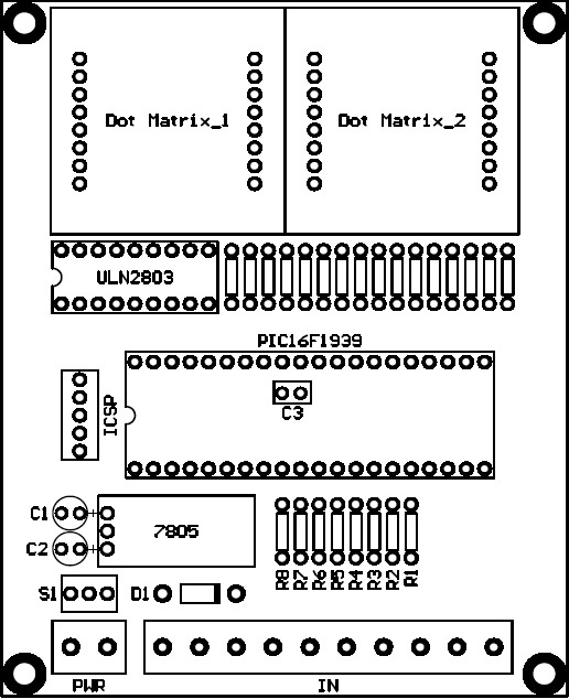PCB Dot Matrix Signboard 16x8