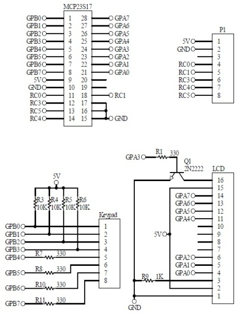 Schematic MCP23S17 HD44780